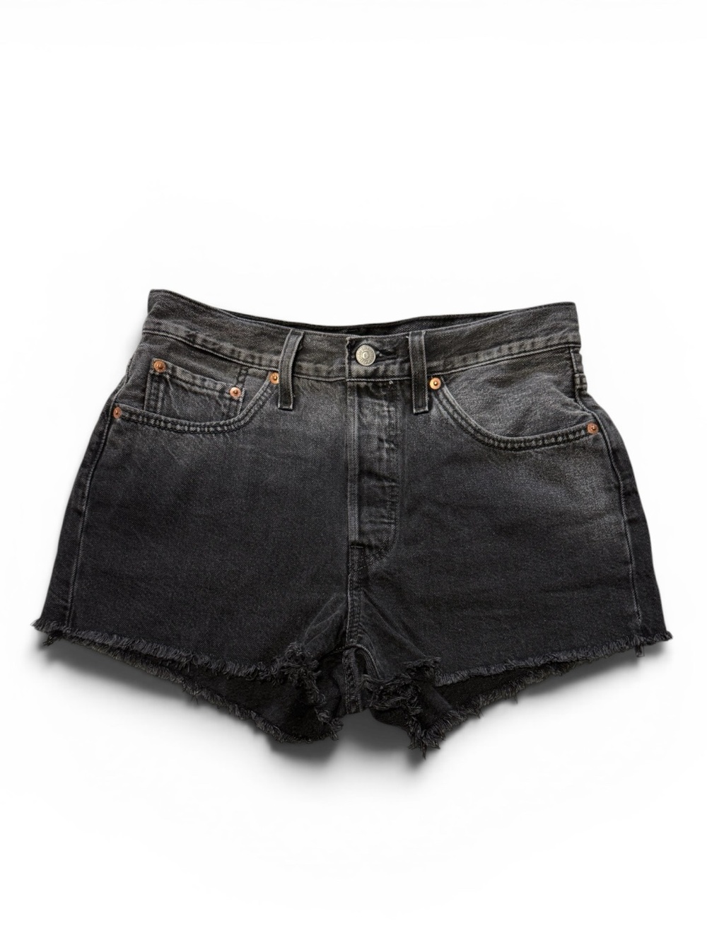 Levi's 501 Black Ombré High-Rise Cutoff Denim Shorts size 28 (US 6)